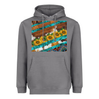 Storm western aztec sunflowers turquoise cowhide Heavyweight Hoodie - BarkalooDesign