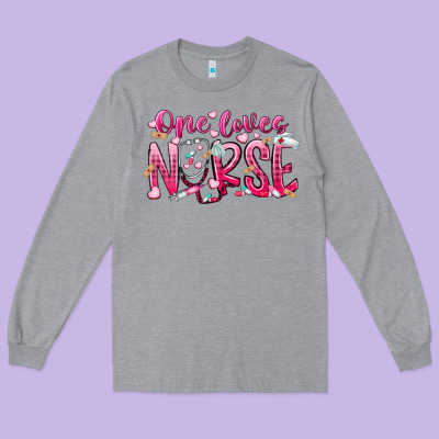 One Loves Nurse Long Sleeve Tee Designed By Racoondesign
