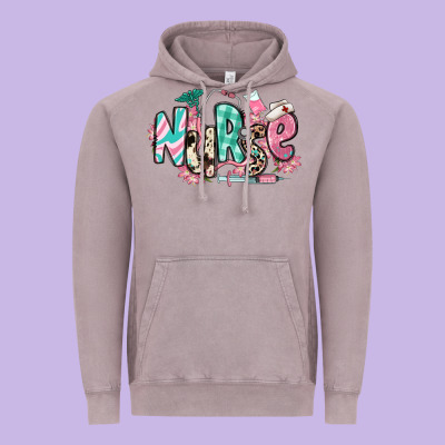 Floral Nurse Vintage Hoodie Designed By Ranaportraitstore