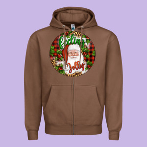 Christmas Feeling Jolly Santa Zipper Hoodie Designed By Artiststas