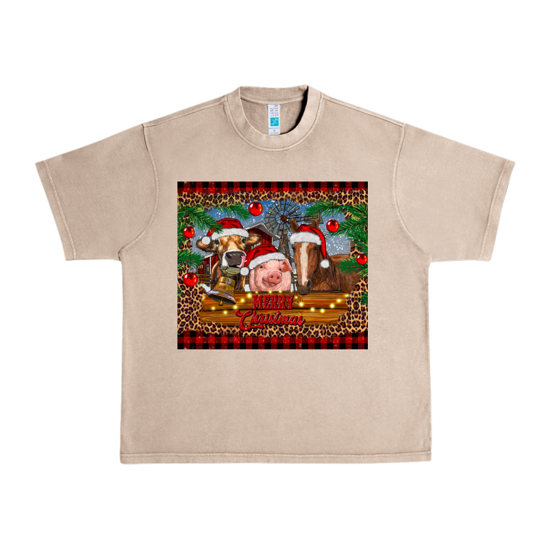 Merry Christmas Cow Pig And Horse Urban Heavy Tee by RanaPortraitStore | Teevron