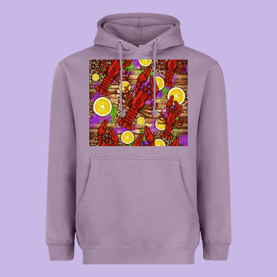 Mardi Gras Crawfish And Lemons Heavyweight Hoodie Designed By Jasminsmagicworld