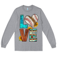 Heather Grey western love baseball Long Sleeve Tee - HRA Design Shop