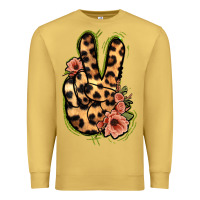 Antique Gold Leopard Floral Peace Sign Premium Sweatshirt - Jasminsmagicworld
