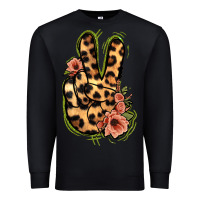 Black Leopard Floral Peace Sign Premium Sweatshirt - Jasminsmagicworld