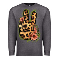 Charcoal Heather Leopard Floral Peace Sign Premium Sweatshirt - Jasminsmagicworld