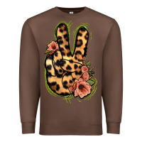 Chestnut Leopard Floral Peace Sign Premium Sweatshirt - Jasminsmagicworld