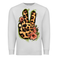 Dove Grey Leopard Floral Peace Sign Premium Sweatshirt - Jasminsmagicworld