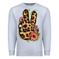 Heather Grey Leopard Floral Peace Sign Premium Sweatshirt - Jasminsmagicworld