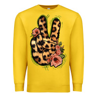 Lemon Leopard Floral Peace Sign Premium Sweatshirt - Jasminsmagicworld