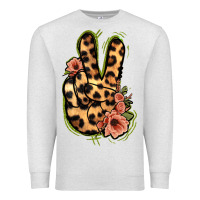 Oatmeal Heather Leopard Floral Peace Sign Premium Sweatshirt - Jasminsmagicworld