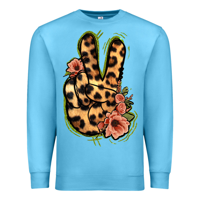 Leopard Floral Peace Sign Premium Sweatshirt by Jasminsmagicworld | Teevron