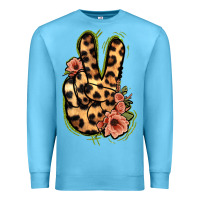 Ocean Blue Leopard Floral Peace Sign Premium Sweatshirt - Jasminsmagicworld