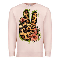 Pale Pink Leopard Floral Peace Sign Premium Sweatshirt - Jasminsmagicworld