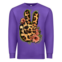 Purple Leopard Floral Peace Sign Premium Sweatshirt - Jasminsmagicworld