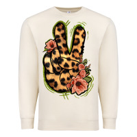 Sandshell Leopard Floral Peace Sign Premium Sweatshirt - Jasminsmagicworld