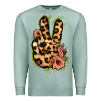 Seafoam Leopard Floral Peace Sign Premium Sweatshirt - Jasminsmagicworld