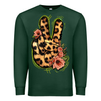 Sports Green Leopard Floral Peace Sign Premium Sweatshirt - Jasminsmagicworld