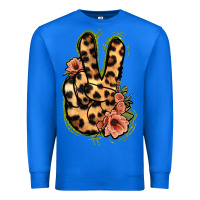 True Royal Leopard Floral Peace Sign Premium Sweatshirt - Jasminsmagicworld