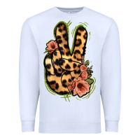 White Leopard Floral Peace Sign Premium Sweatshirt - Jasminsmagicworld