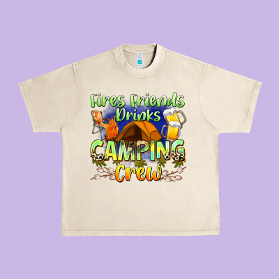 Fires Friends Drinks Camping Crew Urban Heavy Tee Designed By Zillion Design Studio