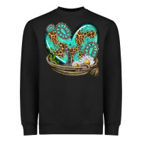Black turquoise western heart with horseshoe Heavyweight Sweatshirt - texasbilliewilder
