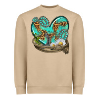 Mushroom turquoise western heart with horseshoe Heavyweight Sweatshirt - texasbilliewilder