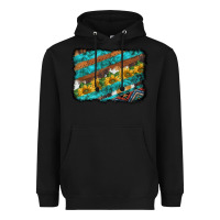 Black western aztec sunflowers turquoise cowhide background Heavyweight Hoodie - BarkalooDesign