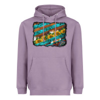 Lavender western aztec sunflowers turquoise cowhide background Heavyweight Hoodie - BarkalooDesign