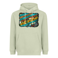 Matcha western aztec sunflowers turquoise cowhide background Heavyweight Hoodie - BarkalooDesign