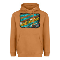 Meerkat western aztec sunflowers turquoise cowhide background Heavyweight Hoodie - BarkalooDesign