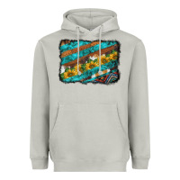Western Aztec Sunflowers Turquoise Cowhide Background Heavyweight Hoodie | Teevron
