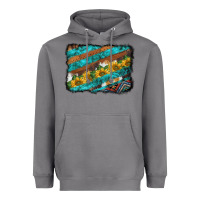 Storm western aztec sunflowers turquoise cowhide background Heavyweight Hoodie - BarkalooDesign
