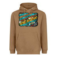 Toasted Coconut western aztec sunflowers turquoise cowhide background Heavyweight Hoodie - BarkalooDesign