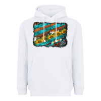 White western aztec sunflowers turquoise cowhide background Heavyweight Hoodie - BarkalooDesign