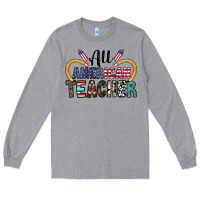 Heather Grey all american teacher Long Sleeve Tee - CowhideDigitalArt