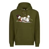 Army Green snowman with wine Premium Hoodie - MaliasSmallBusiness