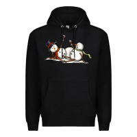 Black snowman with wine Premium Hoodie - MaliasSmallBusiness