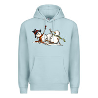 Blue Mist snowman with wine Premium Hoodie - MaliasSmallBusiness