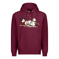 Burgundy snowman with wine Premium Hoodie - MaliasSmallBusiness