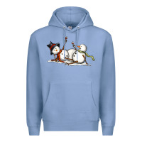 Colony Blue snowman with wine Premium Hoodie - MaliasSmallBusiness