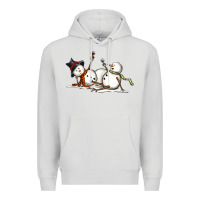 Dove Grey snowman with wine Premium Hoodie - MaliasSmallBusiness