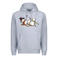Heather Grey snowman with wine Premium Hoodie - MaliasSmallBusiness