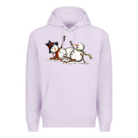 Lilac snowman with wine Premium Hoodie - MaliasSmallBusiness