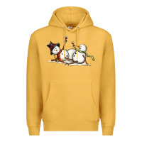 Mustard snowman with wine Premium Hoodie - MaliasSmallBusiness