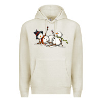 Oatmeal Heather snowman with wine Premium Hoodie - MaliasSmallBusiness