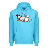 Ocean Blue snowman with wine Premium Hoodie - MaliasSmallBusiness