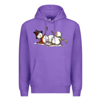 Purple snowman with wine Premium Hoodie - MaliasSmallBusiness