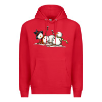 Red snowman with wine Premium Hoodie - MaliasSmallBusiness