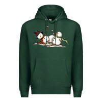 Sports Green snowman with wine Premium Hoodie - MaliasSmallBusiness